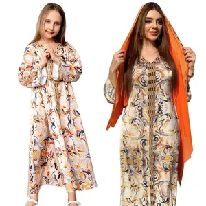 children's clothing princess style parent-child dress abaya for 12 year old girl children abaya dress islamic eid abaya satijn