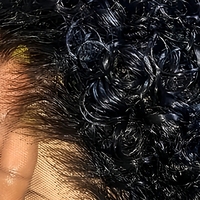 Perruque synthétique complète pour femme, noire, courte, afro bouclée, volumineuse, naturelle, tendance, avec dentelle transparente à l'avant