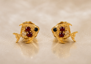 Gold Plated Fish Fine 925 <b>Sterling</b> <b>Silver</b> <b>Stud</b> Earrings Red Clear Zircon Animal Jewelry Gift for Women Party - Product Image 3