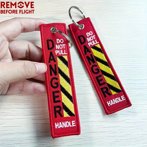 5 unidades/bolsa Llaveros con bordado 'NO TIRAR, PUNTO DE RIESGO' para coche, motocicleta, equipaje, llaves, accesorios y regalo - Product Image 3