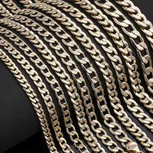CM Wholesale Custom Cadena De Oro 14K Gold Miami Cuban Link Chain Diamond Cut Figaro Chain Rope Chains Necklace For Women Man