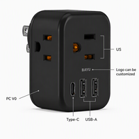 Adaptateur de voyage universel compact à 3 prises américaines et 3 ports USB, chargeur multiprises en cube à 3 faces, prise murale pour hôtel et maison