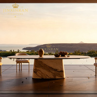 Table à manger ovale en marbre blanc sur mesure de luxe, base en piédestal solide, mobilier moderne pour cuisine, salle à manger, restaurant, hôtel