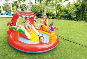 Centro de Juegos Acuáticos Inflable <span class=keywords><strong>INTEX</strong></span> 57163 Happy Dino, <span class=keywords><strong>Tobogán</strong></span> Acuático de 1.96m X 1.70m X 1.07m, Isla Acuática para <span class=keywords><strong>Piscina</strong></span>, Interior o Exterior, CN;FUJ - Product Image 4