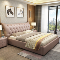 Lit king size de qualité supérieure au design moderne, cadre de lit luxueux queen size avec rangement, lit en cuir souple