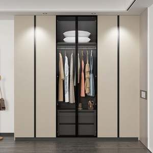 Armoire en bois moderne de luxe nordique pour chambre à coucher, design ouvert, éclairage, tiroirs, accessoires, taille personnalisée, mobilier contemporain - Product Image 4