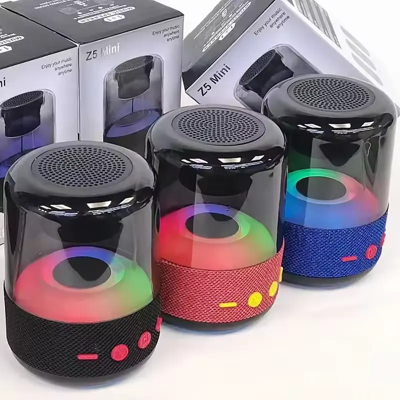 Portable Z5 Mini Wireless Blue tooth Speaker with Built-in Mic Handsfree TF Card Dazzling Crack Colorful LED 5.0 HD Sound