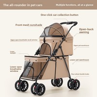 Poussette pliable légère et portable à double étage en métal, 4 roues, pour chats et chiens, toutes saisons, best-seller transfrontalier