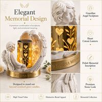 Lanterne solaire d'ange polonaise avec lumière LED chaude pour décoration commémorative de cimetière, inscription personnalisée, vente en gros
