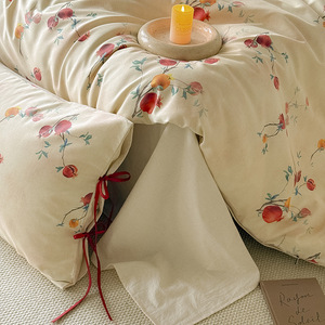 Conjunto de cuatro piezas de lino y algodón de estilo chino artístico, diseño elegante con estampado y lazo, transpirable, para mujer, conjunto para dormir de primavera y verano - Product Image 4