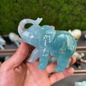 Atacado de Esculturas de Elefantes em Cristal Natural de Amazonita e Calcita do Caribe para Decoração - Product Image 3