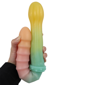 LUUK Silicone liquide Super doux Phoenix couleur gode Double têtes pénis réaliste en caoutchouc coq pour jouet sexuel lesbien - Product Image 3