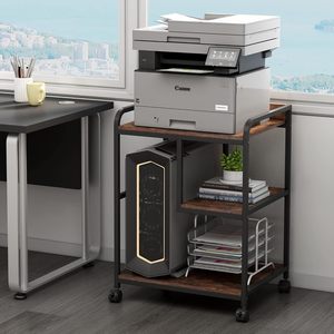 Support d'imprimante mobile 22x18 pouces avec roues <span class=keywords><strong>pour</strong></span> étagère de rangement de tour de <span class=keywords><strong>PC</strong></span> de bureau à domicile brun rustique - Product Image 4