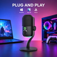 Microphone de jeu USB ARS55, nouveau modèle, micro à condensateur cardioïde, plug & play, fonction de sourdine et de gain en un clic, pour podcasts, vidéos, streaming