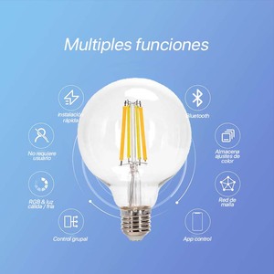 Lampadina intelligente Bluetooth Mesh G95 4.9W RGBW con filamento, controllo remoto e ambiente personalizzabile, ideale per - Product Image 2