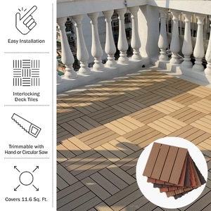 Baldosas para Suelo de Jardín Impermeables para Exterior, Tarima Compuesta de WPC con Efecto Madera, Tablero de Madera para Terraza - Product Image 3