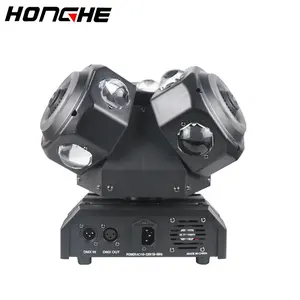 HONGHE KTV Dance Stage Light LED Moving Head Light 3 Head Rotating 18*10W Sound Active Led Stage Beam Light Ip20 Black 50000