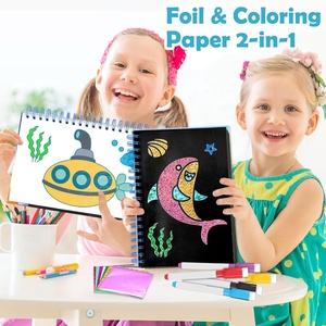 Livre d'autocollants artistiques magiques pour enfants 2-en-1 : <span class=keywords><strong>Kit</strong></span> de coloriage et de loisirs créatifs avec feuille d'aluminium, Ensemble d'activités créatives DIY de coloriage et de peinture artistique éblouissante avec feuille d'aluminium - Product Image 2