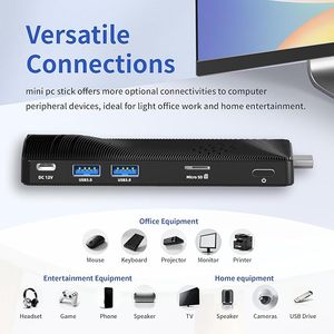 Mini PC Stick <span class=keywords><strong>sans</strong></span> ventilateur, micro-<span class=keywords><strong>ordinateur</strong></span> <span class=keywords><strong>de</strong></span> <span class=keywords><strong>bureau</strong></span> Windows 10 Celeron J3455, 4 Go <span class=keywords><strong>de</strong></span> RAM, 64 Go EMMC, Gigabit Ethernet, sortie 4K 60Hz pour - Product Image 1