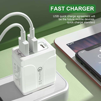 Cargador USB Universal de 3 Puertos con Carga Rápida 3.0, Adaptador de Pared de 2.4A para Teléfonos Móviles