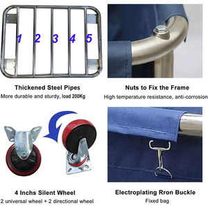 <span class=keywords><strong>Cesta</strong></span> de lavandería comercial de alta resistencia 11,35 Bushels Lona impermeable extraíble grande forrada de acero inoxidable para hoteles hospitales - Product Image 6