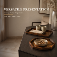 Plateau de service en bois en gros, rectangulaire et octogonal, en bois massif pour la cuisine et la décoration du salon