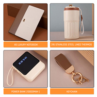 Ensemble cadeau d'affaires de luxe haut de gamme personnalisé avec logo, impression sérigraphique exquise, carnet A5, thermos, batterie externe, porte-clés, entreprise