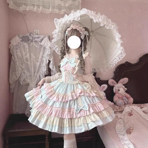 Doux Mousse Brocart Jardin Lolita Jsk Robe Original Mignon et Doux Couleurs Contrastées Frais Petit Coton pour Enfants - Product Image 1