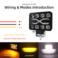 Nouvelle lampe de travail LED 12V 24V, étanche IP67, forme X, DRL, faisceau haut/bas, pour moto, VTT, UTV, camion, conduite tout-terrain, feu antibrouillard auxiliaire