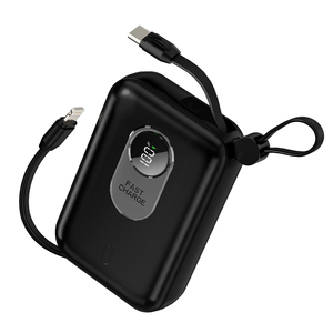 Mini batterie externe portable avec câble intégré, écran LED, chargeur compact avec cordon pour les voyages et l'usage quotidien - Product Image 1