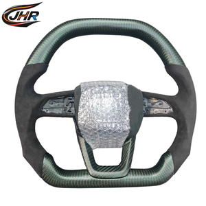 Volant <span class=keywords><strong>sport</strong></span> double D en fibre de carbone forgée vert mat argenté avec grip pour <span class=keywords><strong>Audi</strong></span> SQ7 TT A4 personnalisé - Product Image 1