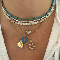 Collier tennis Gemnel de luxe pour femme, plaqué or, serti de zircone cubique