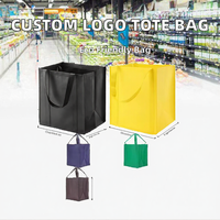Sac fourre-tout réutilisable en PP non tissé biodégradable avec logo personnalisé, robuste, écologique, pour courses, avec poignée à patch
