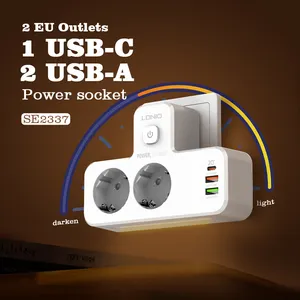 LDNIO LDNIO SE2337 Universal Outlets Power Strip Tower 2 Outlet Wall Electric Plug PD 20W USB Power Cube Power socket