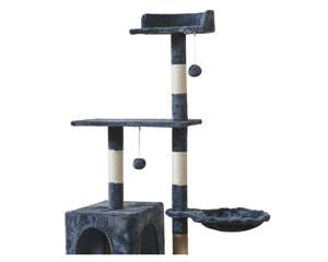 Mueble Moderno para Gatos, Árbol Rascador Multinivel, Torre Grande de Madera con Cuerda de Lana y Juguete de Peluche para que el Gato se Trepe - Product Image 5