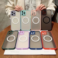 Étui de téléphone de luxe antichoc en TPU+PC couleur bonbon givré pour 17/16/14/13 Pro/12/11/15/XR/MAX/7/8 Plus avec chargement magnétique sans fil