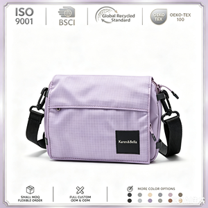 Mini sac bandoulière 1,3 L en tissu résistant à l'eau pour le cyclisme en extérieur avec détails réfléchissants, poche pour téléphone, logo personnalisé - Product Image 1