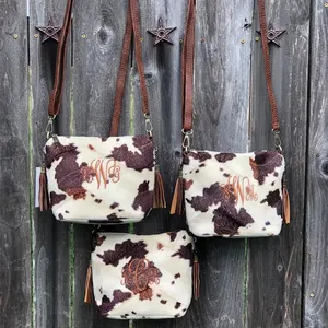 Großhandel Custom Fashion Western Tasche Cross body Geldbörse Cow Print Umhängetasche Frauen