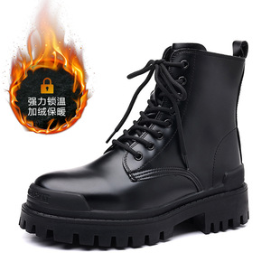 Bottes <span class=keywords><strong>Chelsea</strong></span> d'hiver style britannique pour hommes, bottes de travail à tige haute et semelle épaisse, bottes de moto rehaussantes pour hommes - Product Image 5
