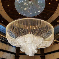 Grand lustre en cristal, motif floral, forme de lustre de hall d'hôtel, personnalisé pour les plafonds hauts