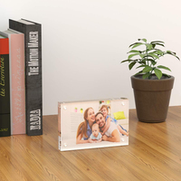 Support photo magnétique double face en acrylique transparent pliable et portable de 5x7 pouces pour bureau