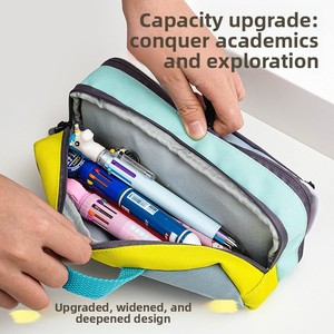 Trousse à crayons portable en toile pour étudiants <span class=keywords><strong>Xiao</strong></span> <span class=keywords><strong>Mei</strong></span>, couleurs contrastées, style 2025, grande capacité, simple, pour garçons - Product Image 4
