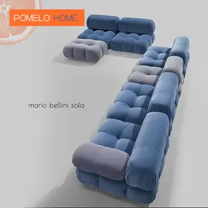 Pomelo home Canape Modulares Ecksofa Orange Blau Stoff Esstische Esszimmer möbel Moderne Wohnzimmer möbel 1 Set