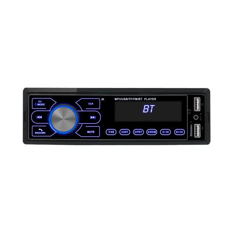 Pemutar MP3 Mobil Universal 1 single din 2023, Hands-free LCD USB kartu SD TF FM AUX tombol sentuh 12V Radio mobil