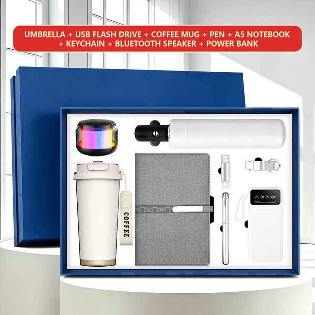 Luxury Fashion Corporate Gift Set Stainless Steel Vacuum Cup Silk Screen Printed Notebook Executive Kits Business Gift Set