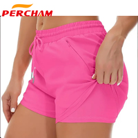 Shorts de fitness pour femmes, légers, écologiques, respirants, compression, poches cachées, design 2 en 1, impressions quadridirectionnelles