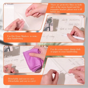 Paquete de 3 Pizarras Acrílicas de Borrado en Seco y Marcadores, Alternativa al Vidrio, Tableta Transparente para Notas, Pizarra Blanca Pequeña de Escritorio para la Escuela y la Oficina - Product Image 3