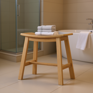 Taburete de Ducha de Madera, Estilo Natural, Sin Acabado, Patas Antideslizantes, Equipo de Seguridad para Baño, Modelo D0100XTZ4QU - Product Image 2