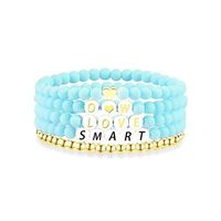 Juego de 5 Pulseras de Aleación Chapadas en Oro Multicapa con Cuentas de Corazón LOVE y Dijes SMART para San Valentín, Venta al por Mayor, Regalo de Joyería