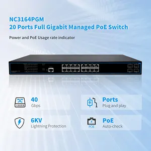 CVT saklar yang dikelola 16*10/100/1000M port PoE 2 Slot SFP 24 Port Gigabit pintar L2 terkelola PoE Netwok switch